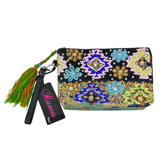 Ranees Hand Beaded Floral Tassel Wristlet NEW with Tags - Picture 1 of 6